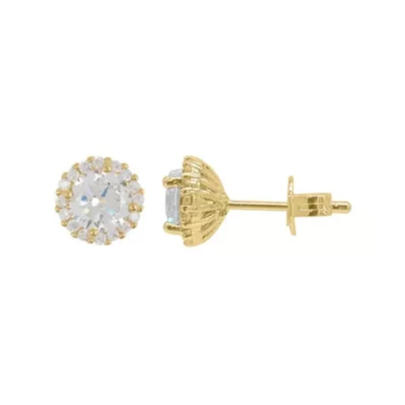 14k Gold Plated Crystal Halo Earrings
