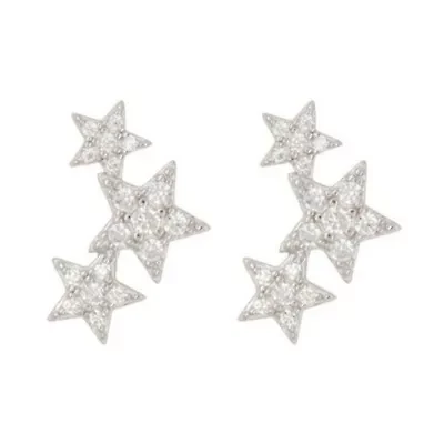 Rhodium Plated Shooting Star Stud Earrings
