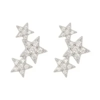 Rhodium Plated Shooting Star Stud Earrings