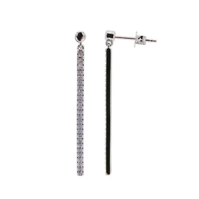 Rhodium Plated Crystal Linear Drop Earrings