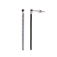 Rhodium Plated Crystal Linear Drop Earrings