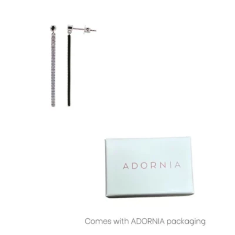 Rhodium Plated Crystal Linear Drop Earrings
