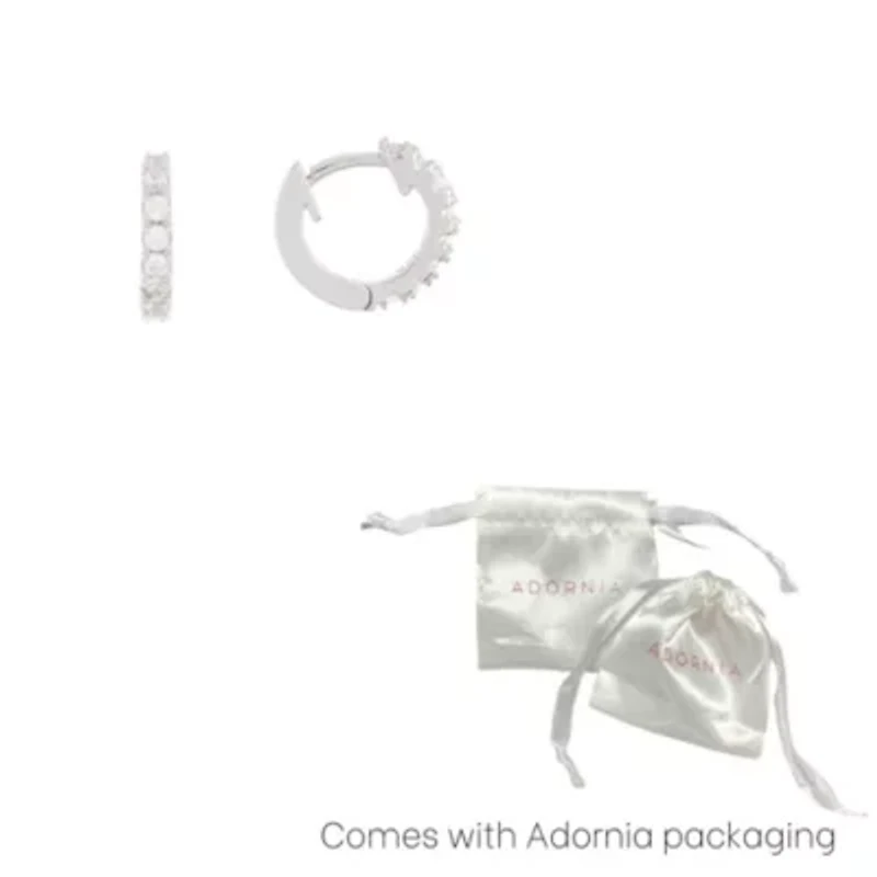 Rhodium Plated Mini Huggie Hoop Earrings