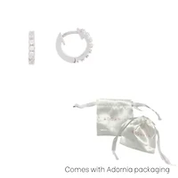 Rhodium Plated Mini Huggie Hoop Earrings