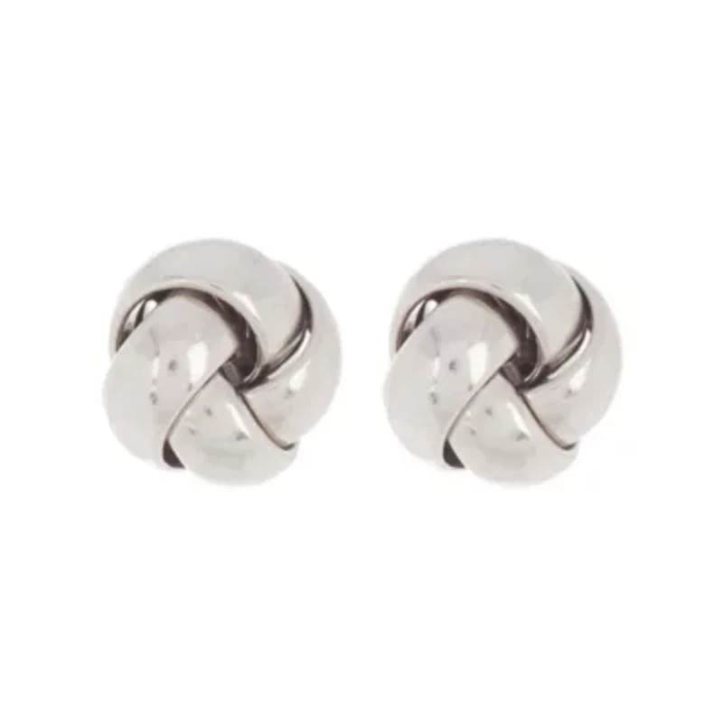 Rhodium Plated Knot Stud Earrings