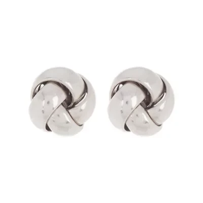 Rhodium Plated Knot Stud Earrings