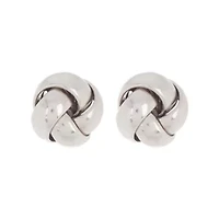 Rhodium Plated Knot Stud Earrings