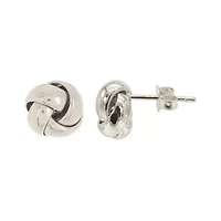 Rhodium Plated Knot Stud Earrings
