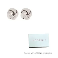 Rhodium Plated Knot Stud Earrings