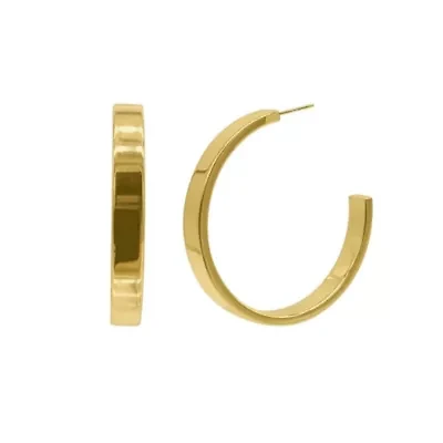 Tarnish Resistant 14k Gold Plated Flat Hoop Earrings