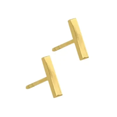 Tarnish Resistant 14k Gold Plated Bar Studs