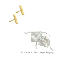 Tarnish Resistant 14k Gold Plated Bar Studs