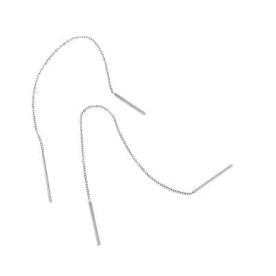 Tarnish Resistant Rhodium Plated Threader Earrings