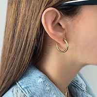 Tarnish Resistant 14k Gold Plated Tube Hoops