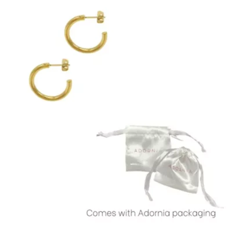 Tarnish Resistant 14k Gold Plated Tube Hoops