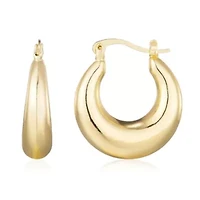 14k Gold Plated Domed Hoop Earrings