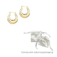 14k Gold Plated Domed Hoop Earrings