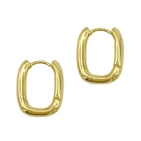 Tarnish Resistant 14k Gold Plated Rectangle Hoop Earrings