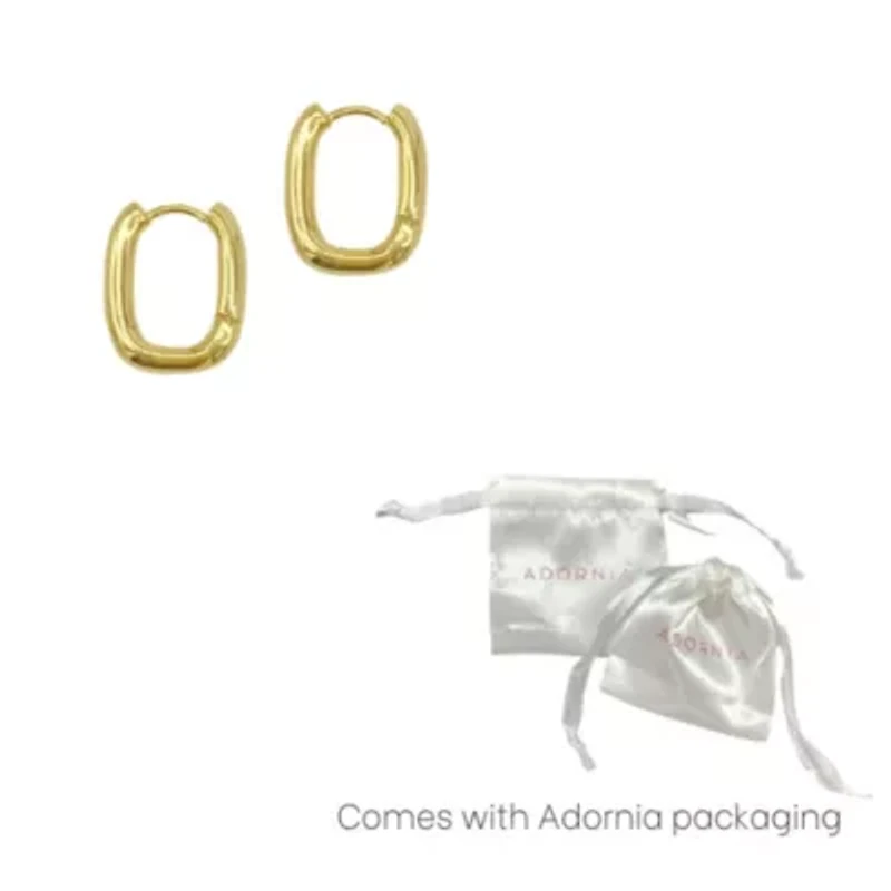 Tarnish Resistant 14k Gold Plated Rectangle Hoop Earrings