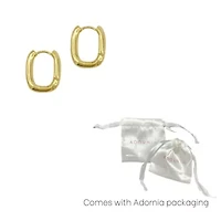 Tarnish Resistant 14k Gold Plated Rectangle Hoop Earrings