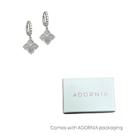 Rhodium Plated Floral White Mother of Pearl Drop Earrings