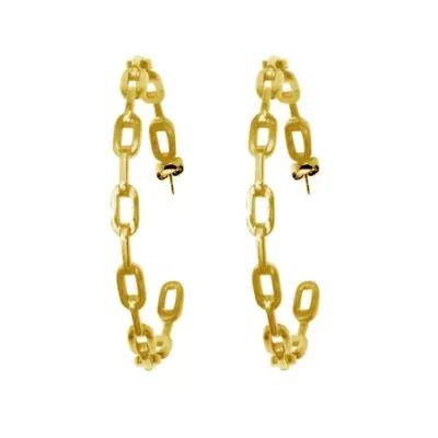14k Gold Plated Link Hoop Earrings