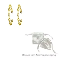 14k Gold Plated Link Hoop Earrings