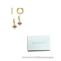 14k Gold Plated Pink Mother of Pearl Huggie Set