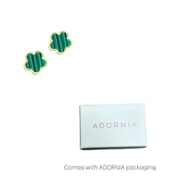 14k Gold Plated Green Clover Stud Earrings