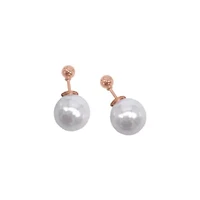 14k Rose Gold Plated Pearl Double-sided Ball Earrings