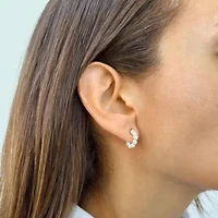 Tarnish Resistant 14k Gold Plated Pearl Huggie Hoops