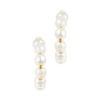 Tarnish Resistant 14k Gold Plated Pearl Huggie Hoops