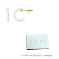 Tarnish Resistant 14k Gold Plated Pearl Huggie Hoops