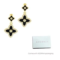 14k Gold Plated Black Clover Drop Earrings