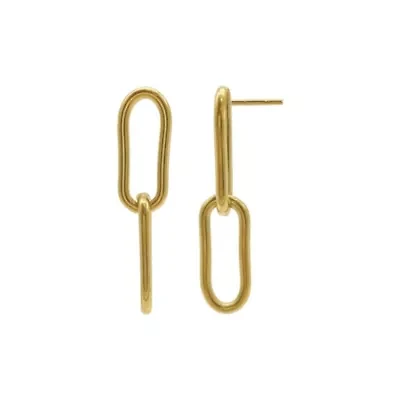 Tarnish Resistant 14k Gold Plated Paper Clip Chain Drop Earrings