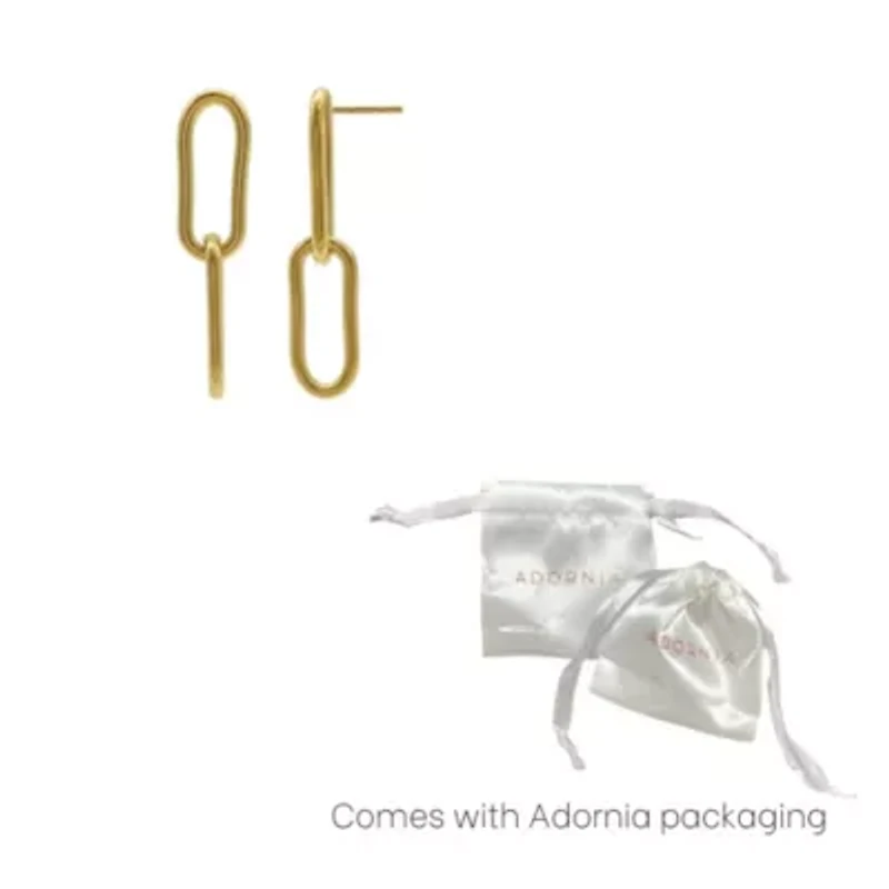 Tarnish Resistant 14k Gold Plated Paper Clip Chain Drop Earrings