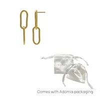 Tarnish Resistant 14k Gold Plated Paper Clip Chain Drop Earrings