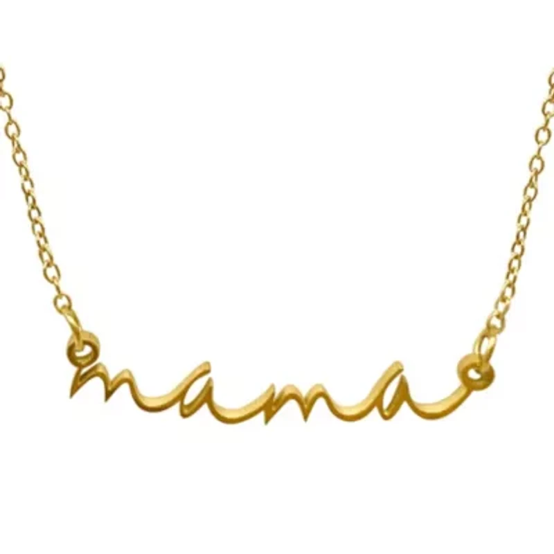 Tarnish Resistant 14k Gold Plated Cursive Mama Necklace