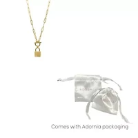 Tarnish Resistant 14k Gold Plated Lock Paper Clip Chain Toggle Necklace