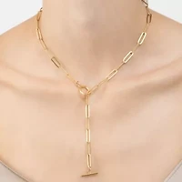 Tarnish Resistant 14k Gold Plated Slide Thru Paper Clip Chain Lariat