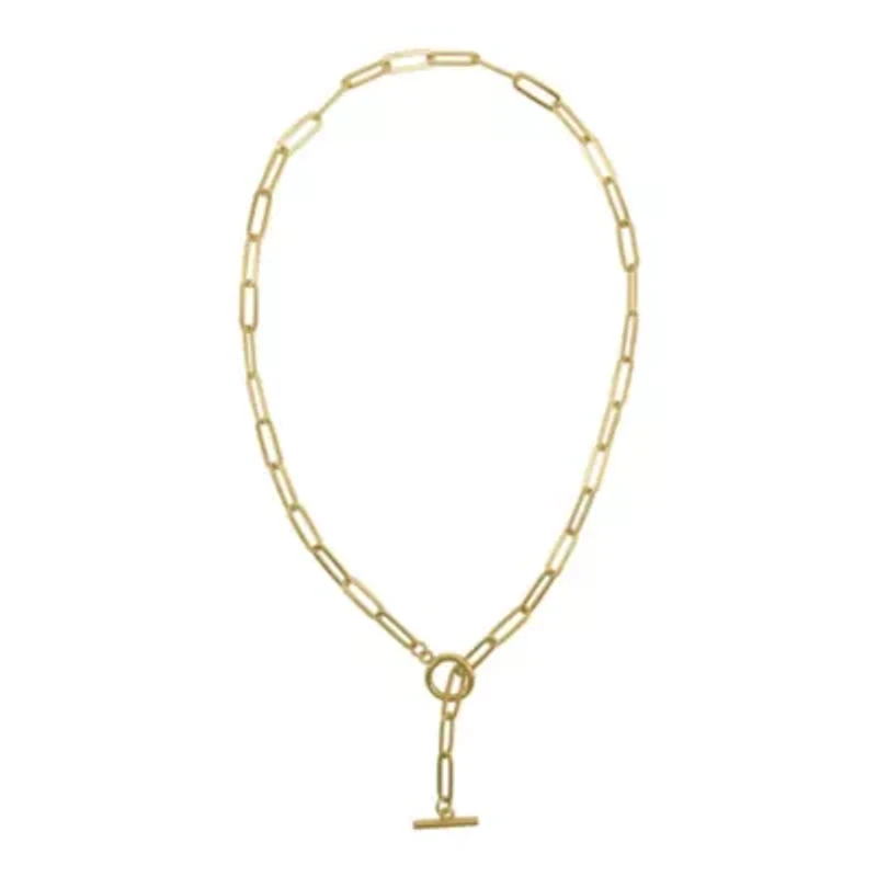 Tarnish Resistant 14k Gold Plated Slide Thru Paper Clip Chain Lariat