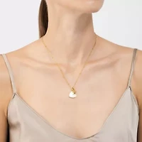 Tarnish Resistant 14k Gold Plated Mother of Pearl Heart Charms Necklace