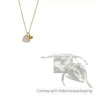 Tarnish Resistant 14k Gold Plated Mother of Pearl Heart Charms Necklace