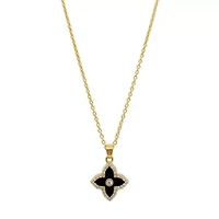 14k Gold Plated Black Clover Necklace
