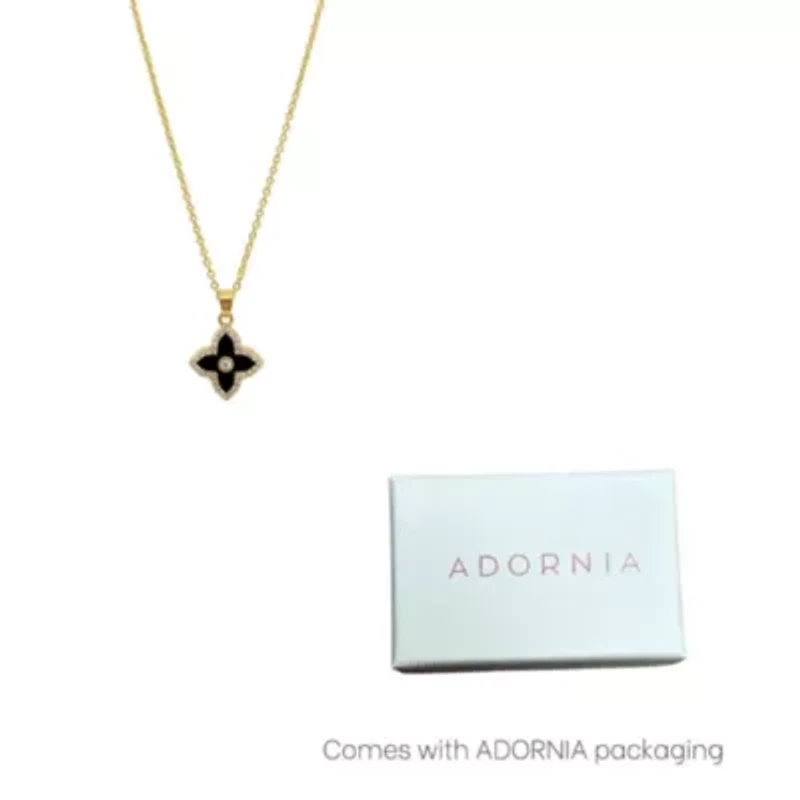 14k Gold Plated Black Clover Necklace