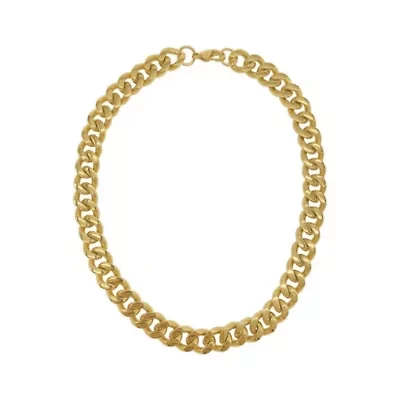 Tarnish Resistant 14k Gold Plated Wide Curb Chain Necklace
