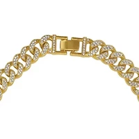 14k Gold Plated Flat Curb CZ Chain Necklace