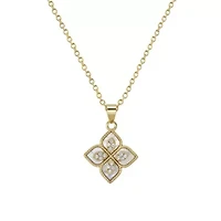 14k Gold Plated Renaissance Flower Crystal White Mother of Pearl Necklace