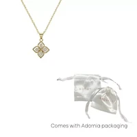 14k Gold Plated Renaissance Flower Crystal White Mother of Pearl Necklace
