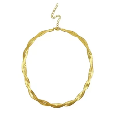 Braided Herringbone Chain Necklace gold